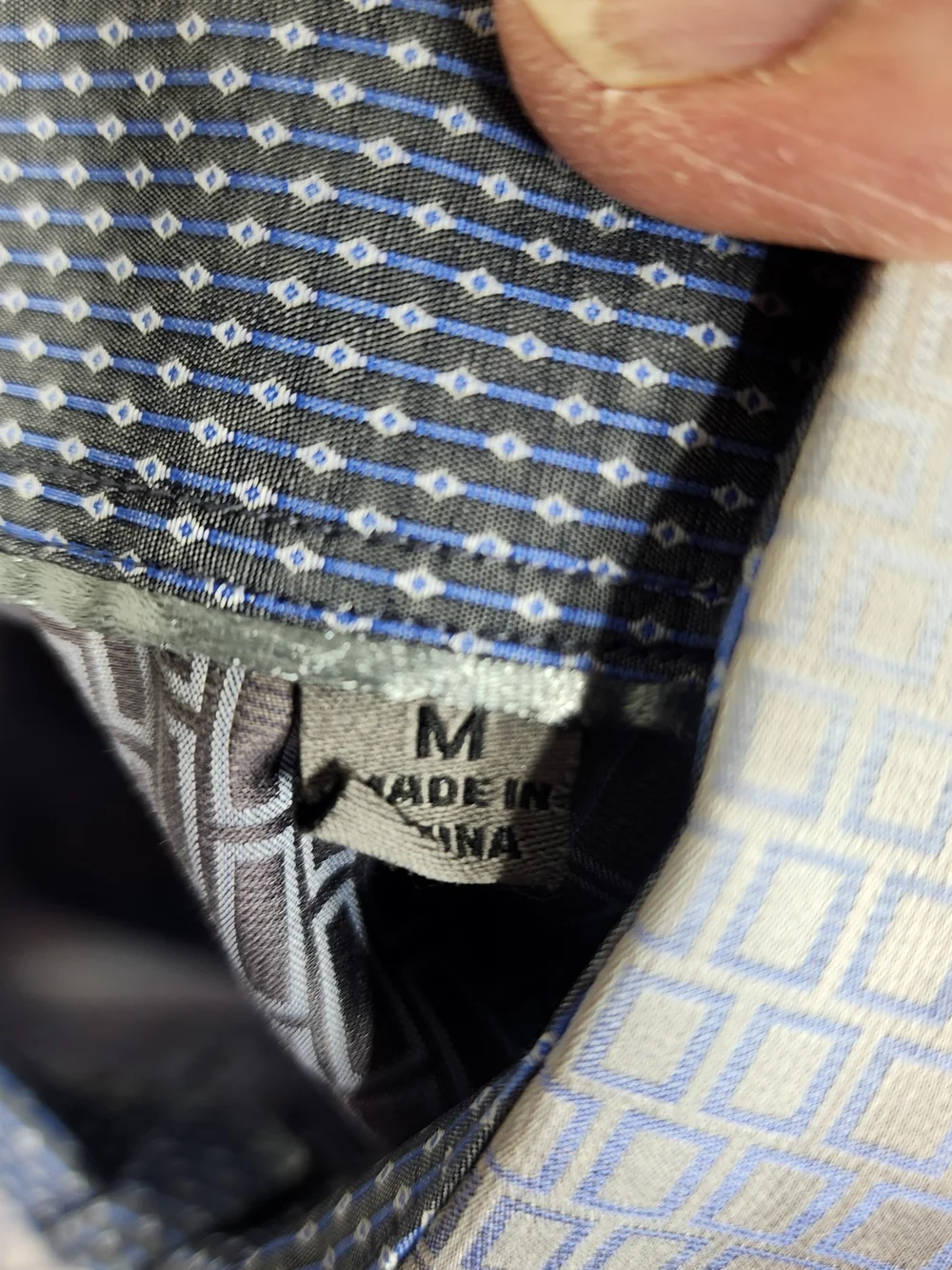 Tailored Fit Geometric Dress Shirt - Blue Gray